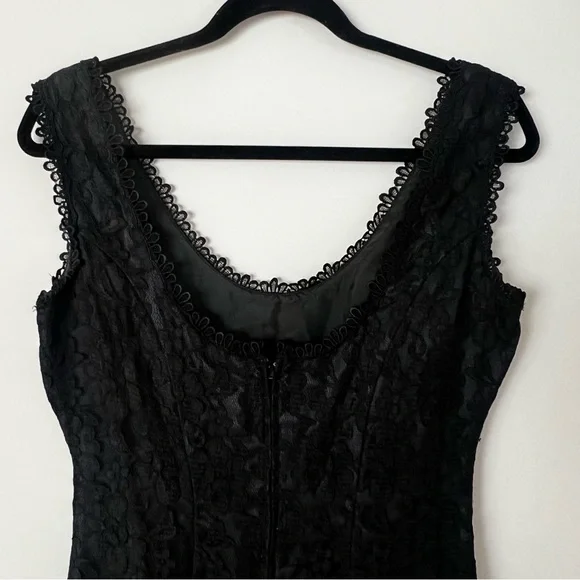 Vintage 80s 90s Lace Black Dress by Magali Collection - Picture 5 of 8